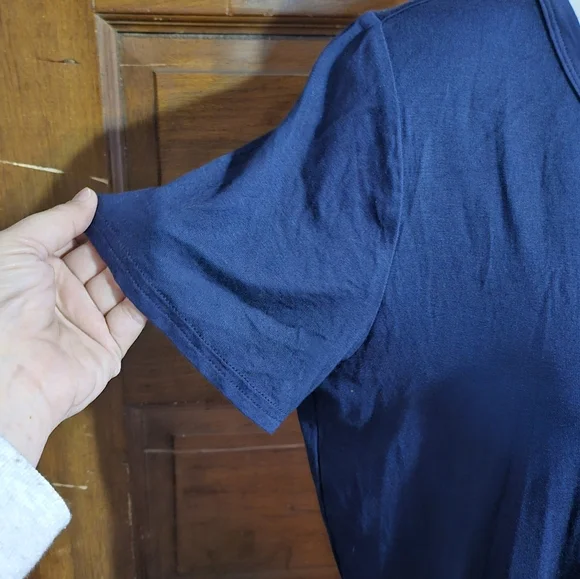 Short sleeve T-shirt dress with waist tie Navy Size XL - Picture 6 of 10